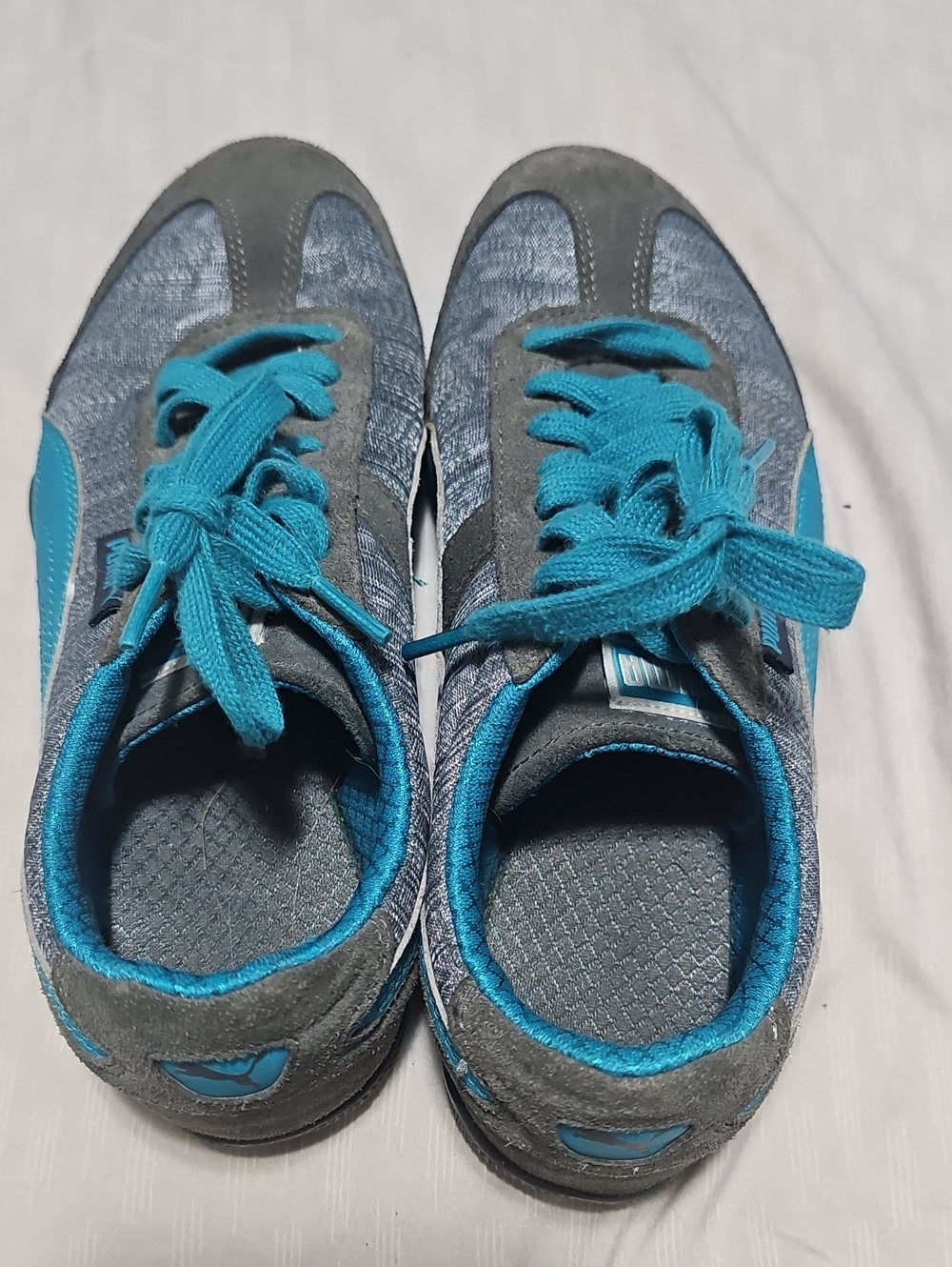 Puma Gray and Teal Low-Top Sneakers
